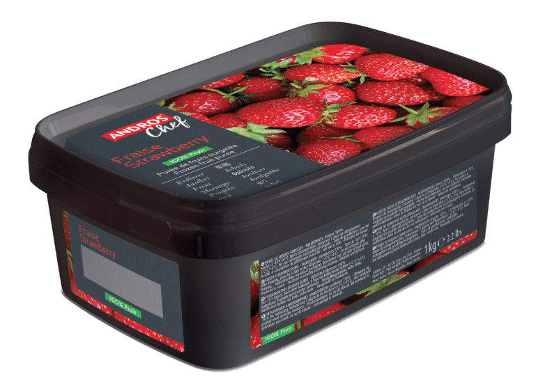 Andros Unsweetened Strawberry Puree 1kg - Frozen