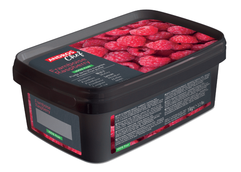 Andros Unsweetened Raspberry Puree 1kg - Frozen