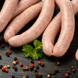 Reduced Sodium Nitrite free German Raw Pork Bratwurst coarse 180g pc 1kg pkt - Frozen