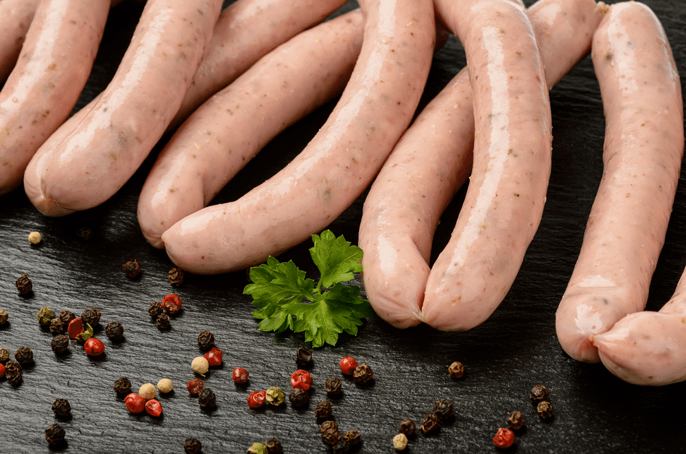 Reduced Sodium Nitrite free German Raw Pork Bratwurst coarse 180g pc 1kg pkt - Frozen