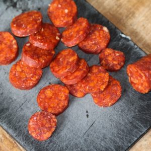 Reduced Sodium Nitrite fee spicy Spanish Chorizo air-dried presliced 0.8mm 500g - Pkt