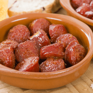 Reduced Sodium Nitrite free Smoked cooked spicy Chorizo coarse 70g pc ~1Kg pkt - Frozen
