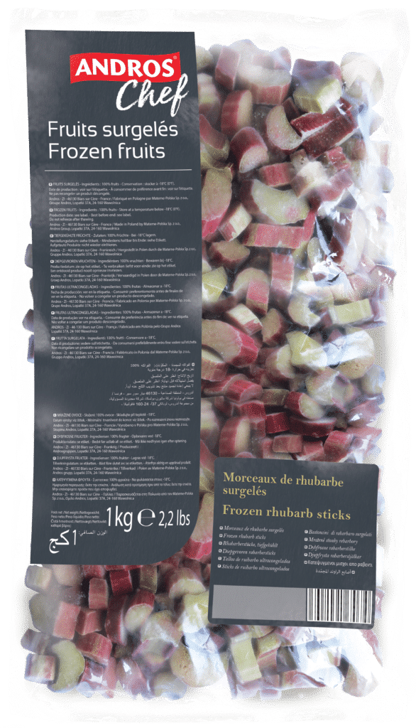 Andros Pink Rhubarb sticks Fruits 1kg - Frozen