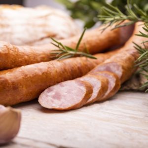 SG Reduced Sodium Nitrite free smoked Pork Garlic Sausage 80-100g pc 1 kg pkt - Frozen