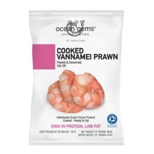 Cooked Vannamei Prawns 41/50 peeled tail off 450g pouch - Frozen