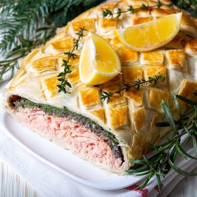 Salmon Coulibiac with creamed spinach ~1.4kg for 5-6 persons Ooh la la ! Chef Julien - Frozen